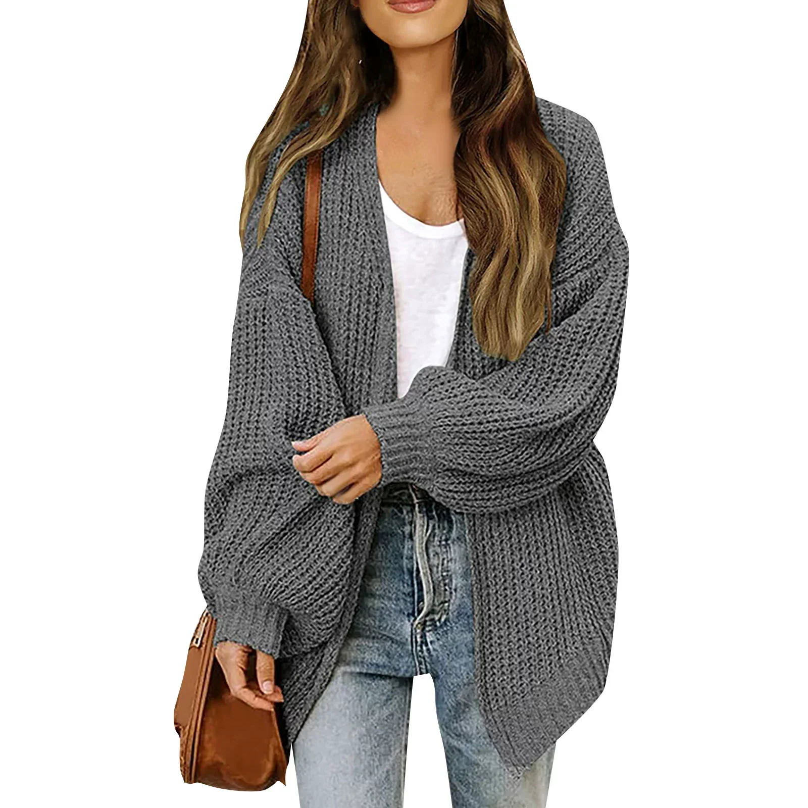Women’s Warm Oversized Textured Knit Cardigan - Image 7