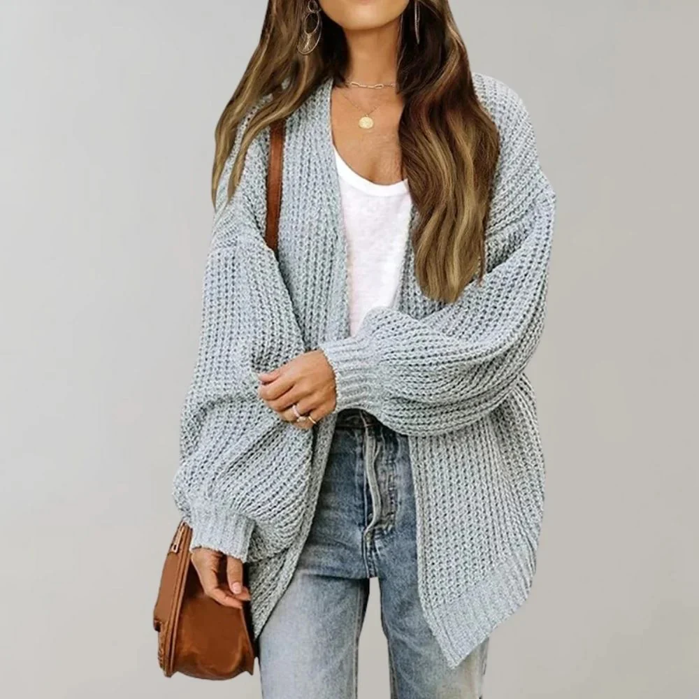 Women’s Warm Oversized Textured Knit Cardigan - Image 8