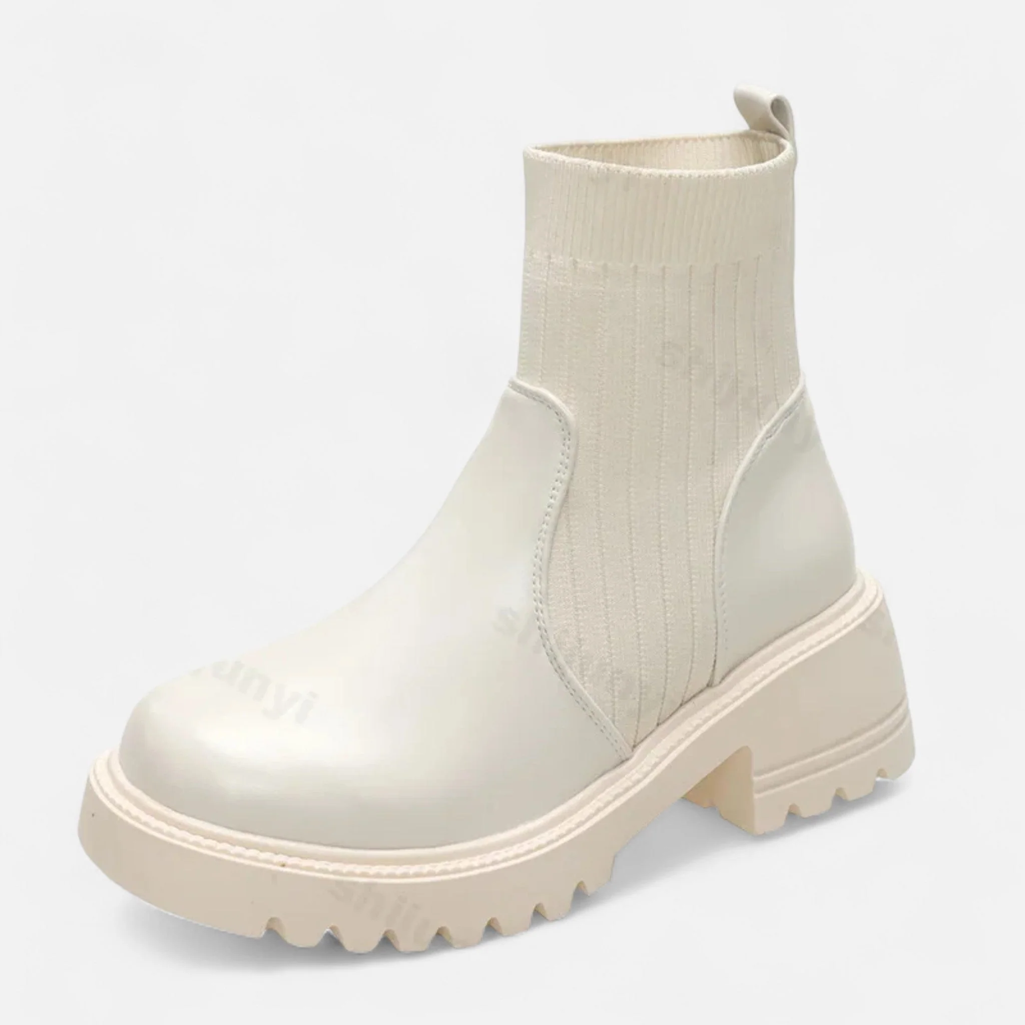 Women’s Chic Knit Slip-On Thick Sole Ankle Boots - Image 3
