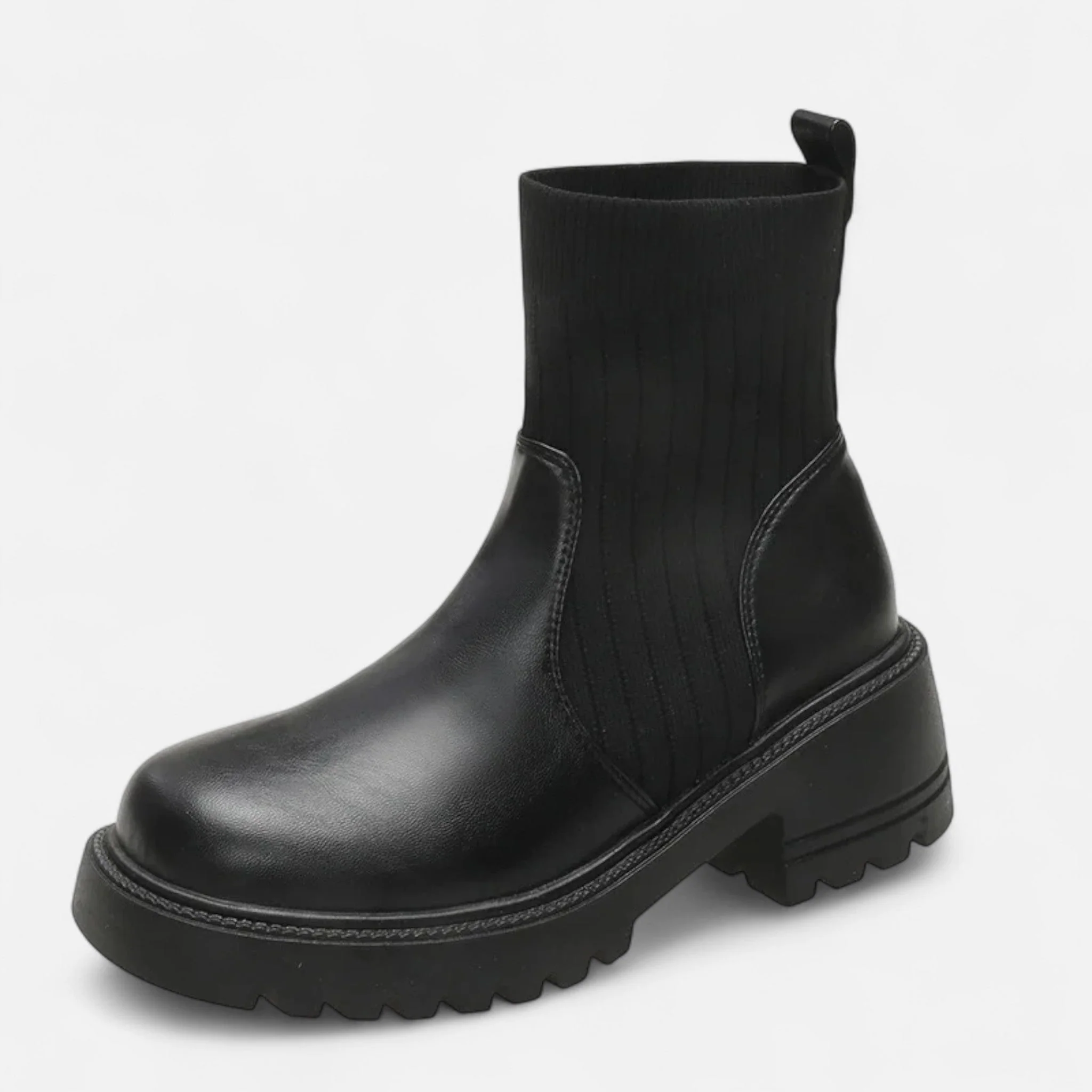 Women’s Chic Knit Slip-On Thick Sole Ankle Boots - Image 4