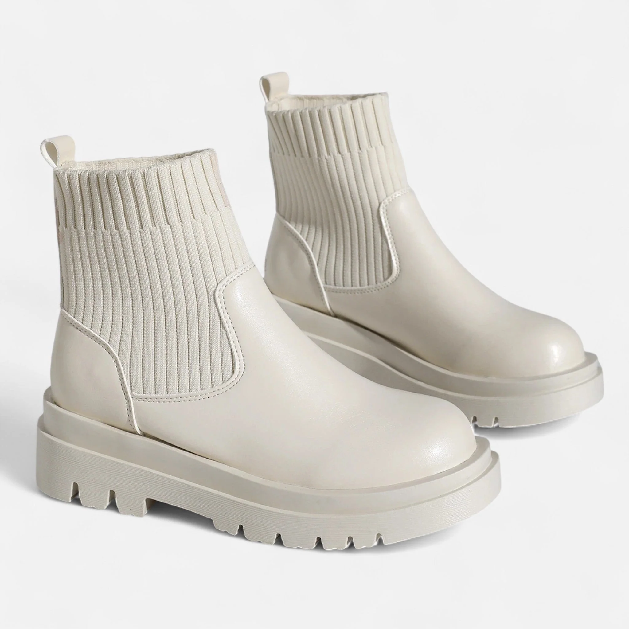 Women’s Chic Knit Slip-On Thick Sole Ankle Boots - Image 5