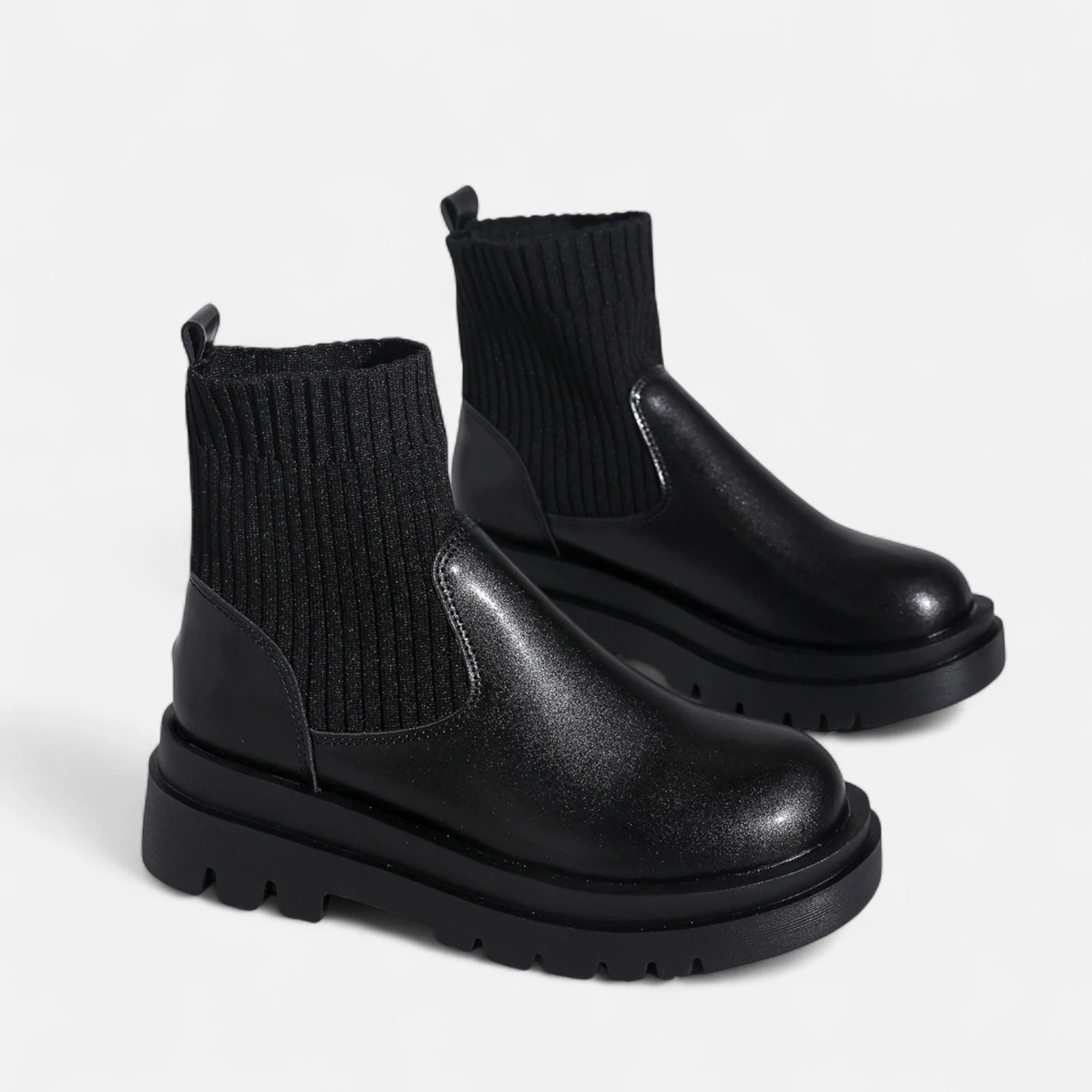 Women’s Chic Knit Slip-On Thick Sole Ankle Boots - Image 6