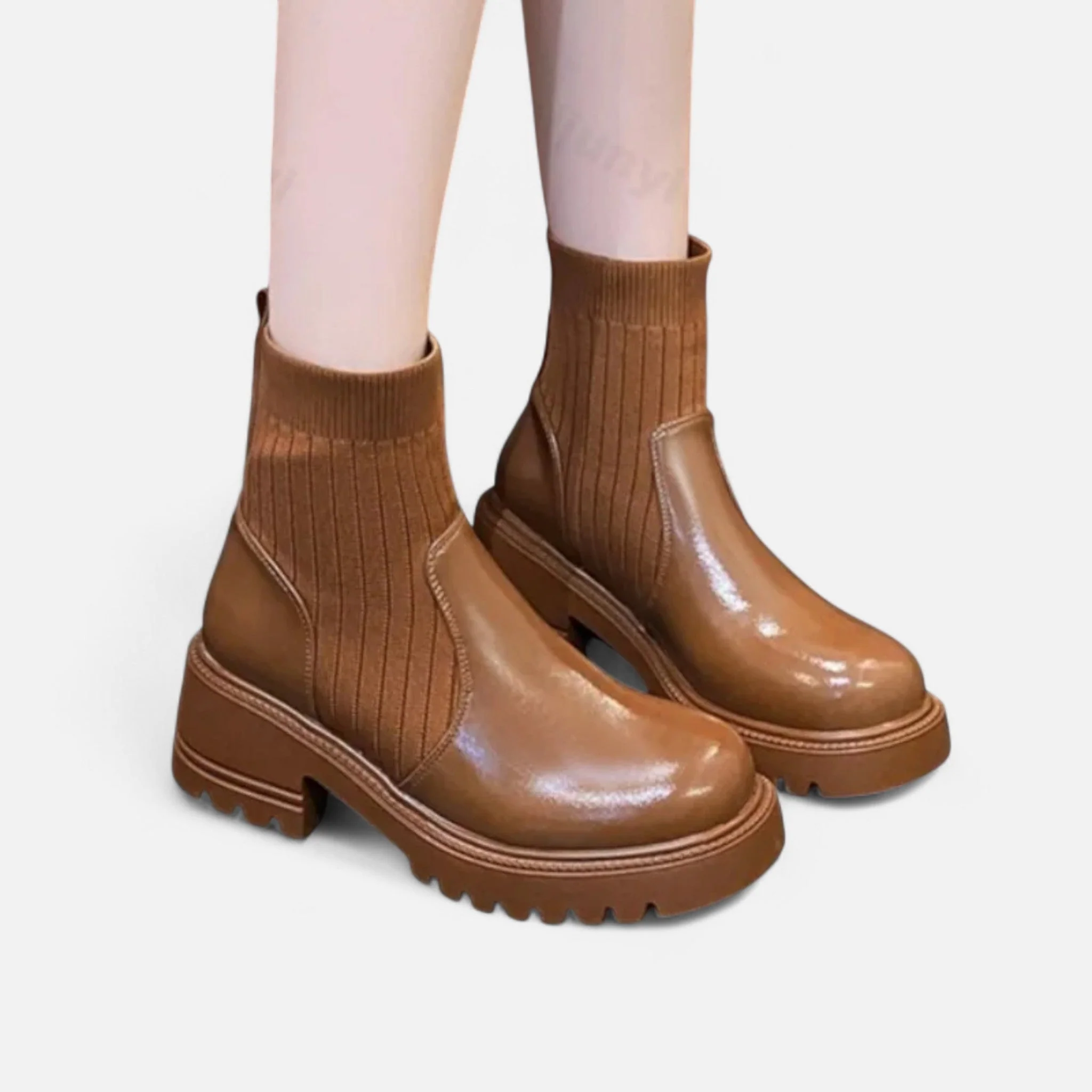 Women’s Chic Knit Slip-On Thick Sole Ankle Boots - Image 7