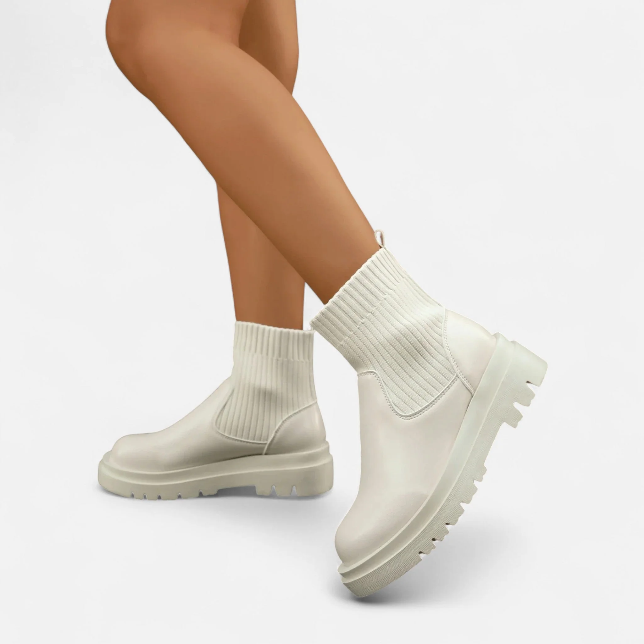 Women’s Chic Knit Slip-On Thick Sole Ankle Boots - Image 9