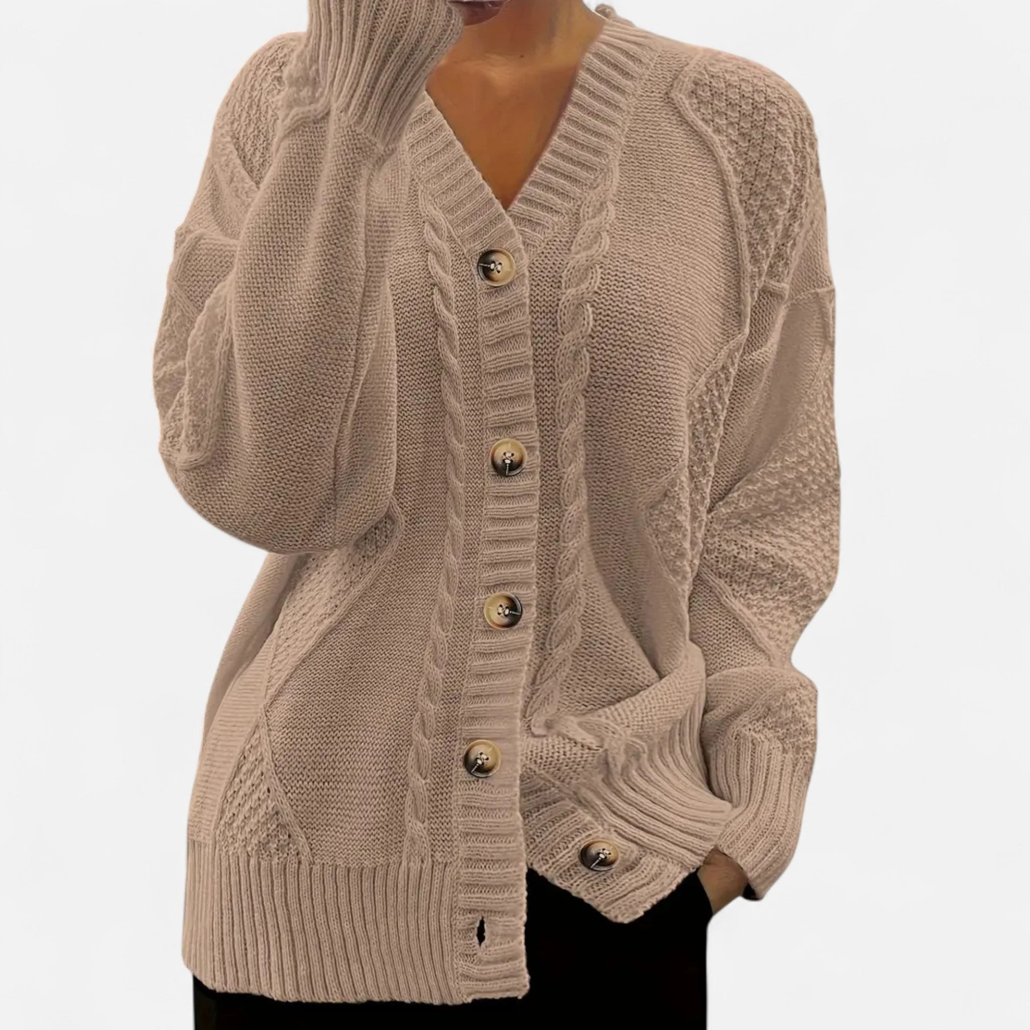 Women’s Chic V-Neck Button Knit Cardigan - Image 4