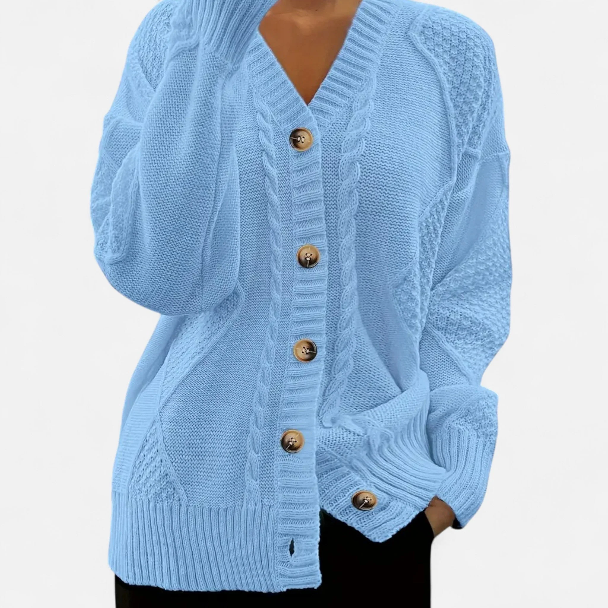 Women’s Chic V-Neck Button Knit Cardigan - Image 8
