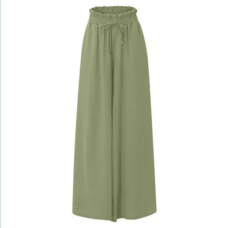 Women's Elastic Drawstring Wide Leg Trousers - Image 11