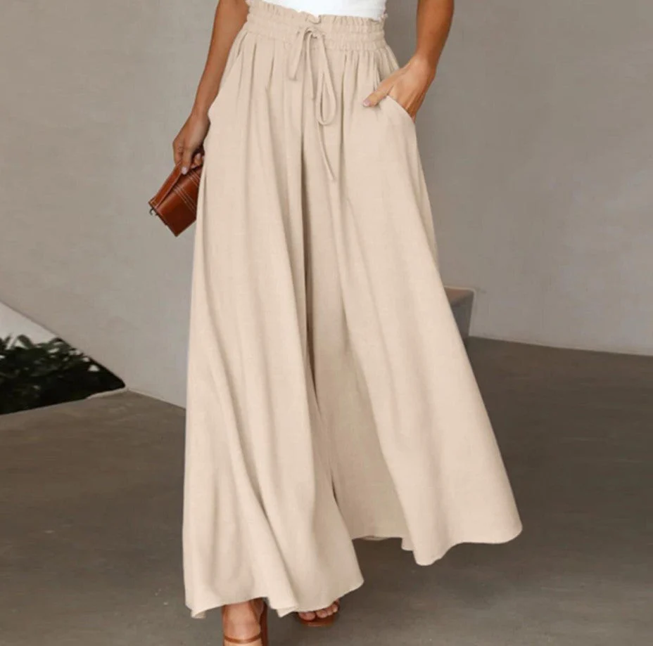 Women's Elastic Drawstring Wide Leg Trousers - Image 3