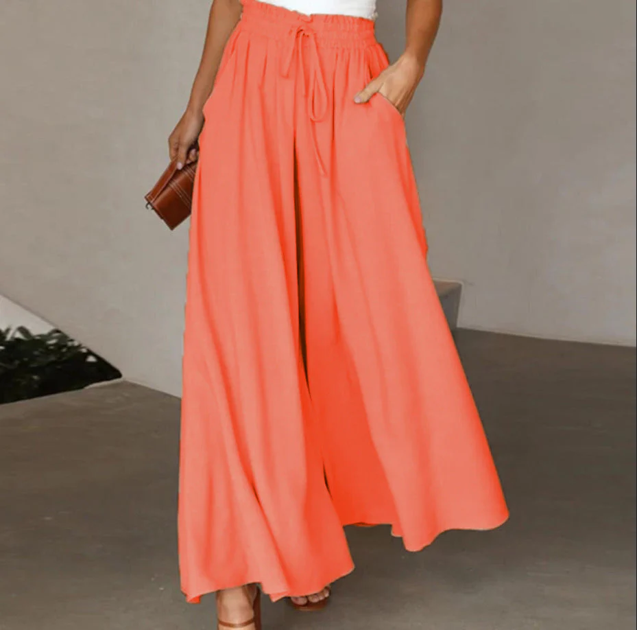 Women's Elastic Drawstring Wide Leg Trousers - Image 4