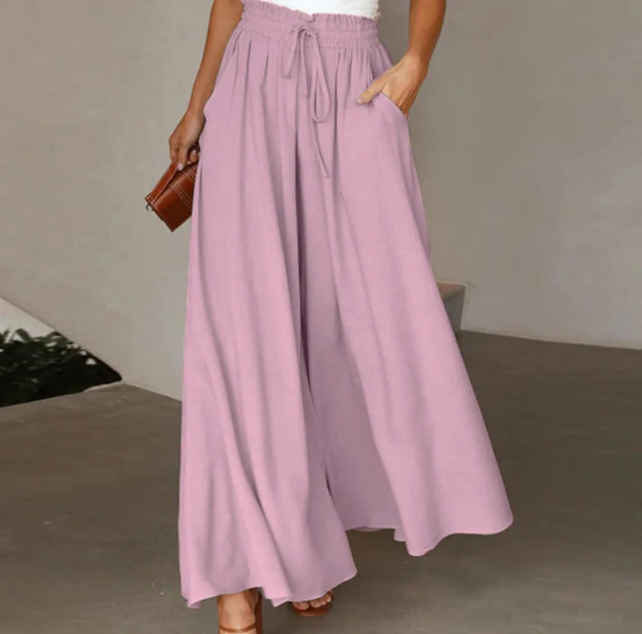 Women's Elastic Drawstring Wide Leg Trousers - Image 5