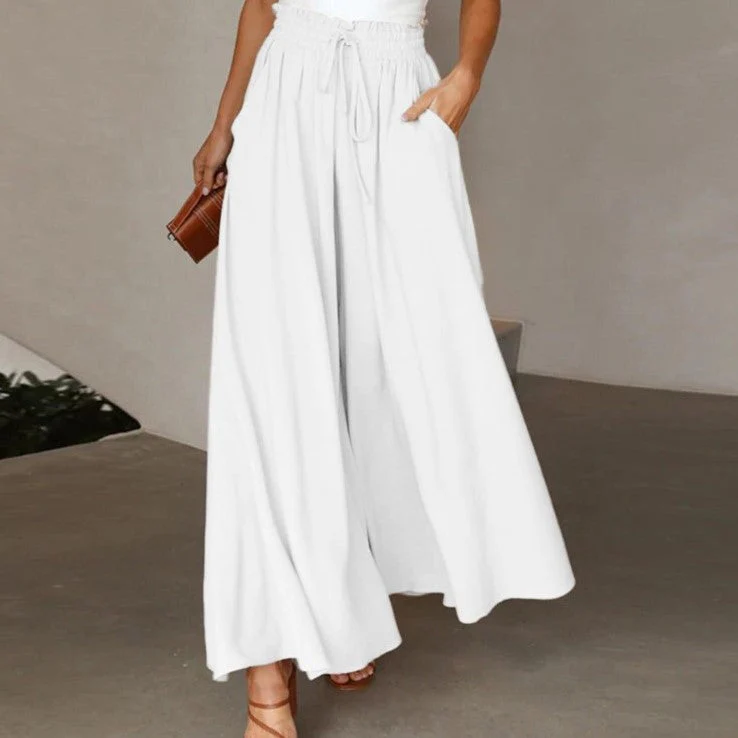 Women's Elastic Drawstring Wide Leg Trousers - Image 6