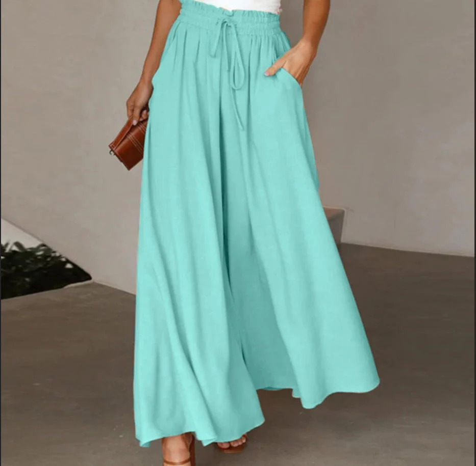 Women's Elastic Drawstring Wide Leg Trousers - Image 7