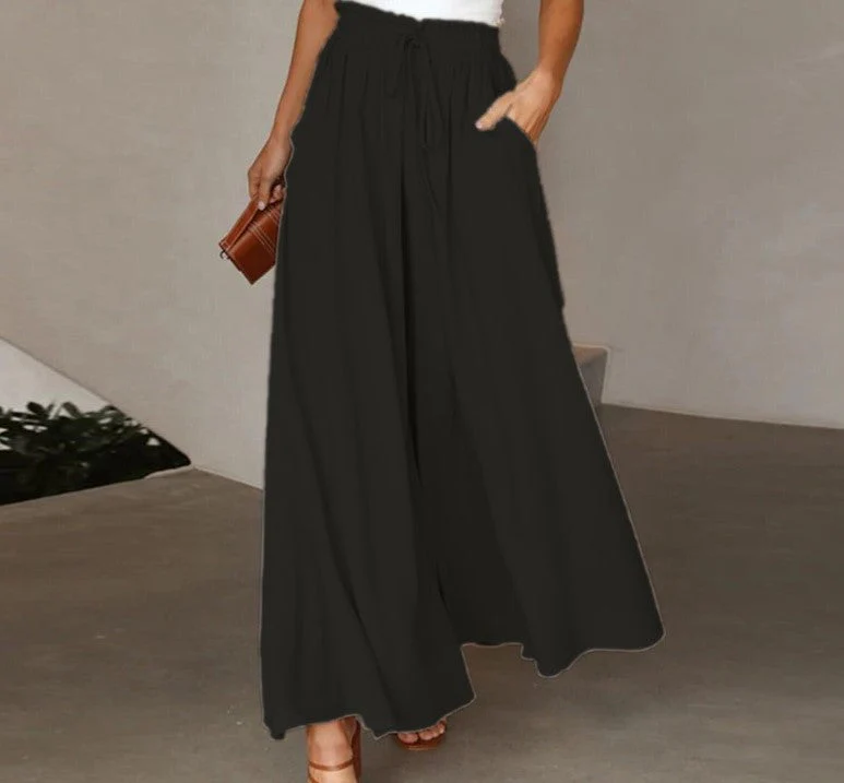 Women's Elastic Drawstring Wide Leg Trousers - Image 8
