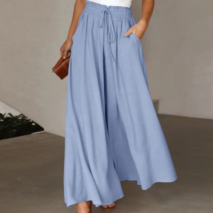 Women's Elastic Drawstring Wide Leg Trousers - Image 9