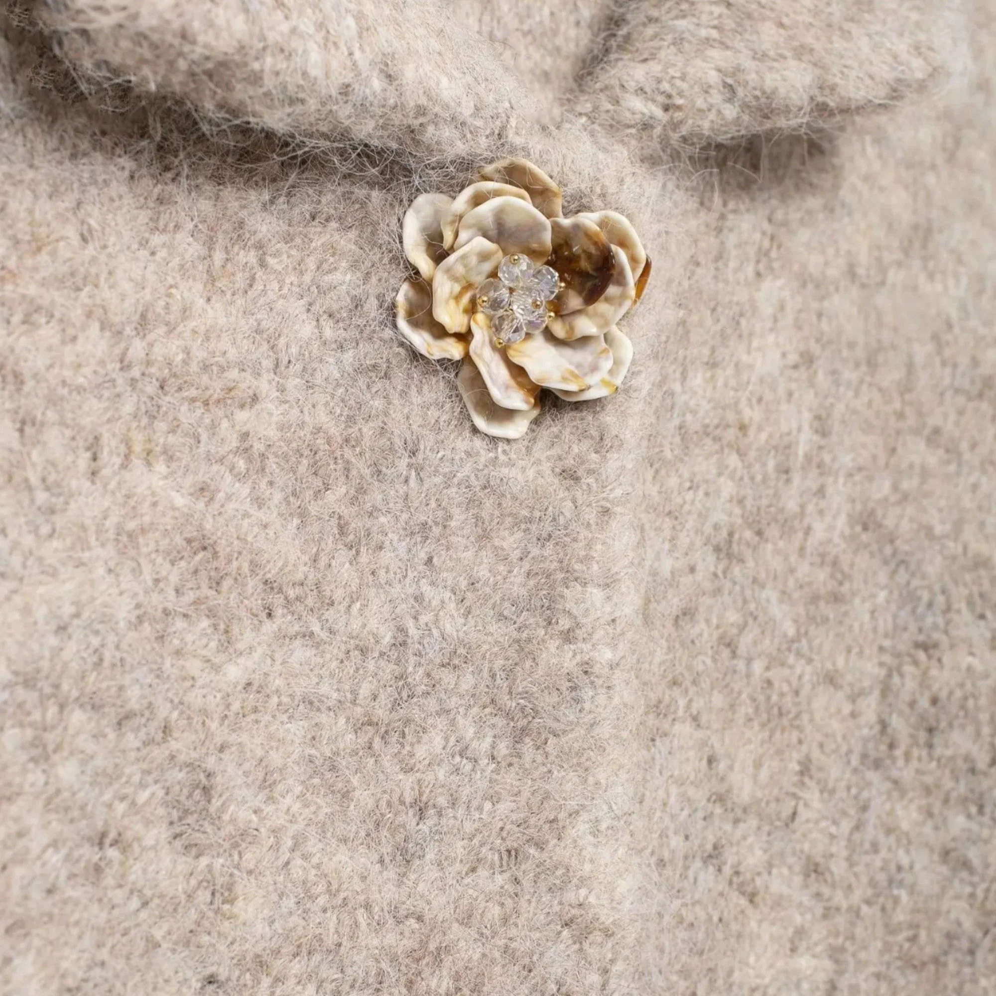 Women’s Elegant Beige Floral Button Front Cardigan - Image 4