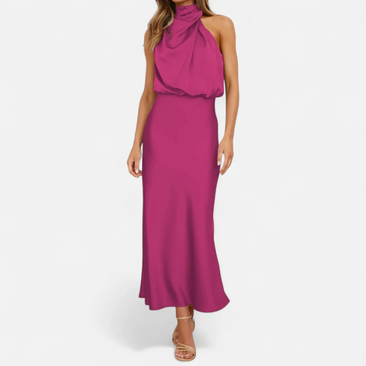 Women’s Elegant Mock Neck Sleeveless Maxi Dress - Image 10
