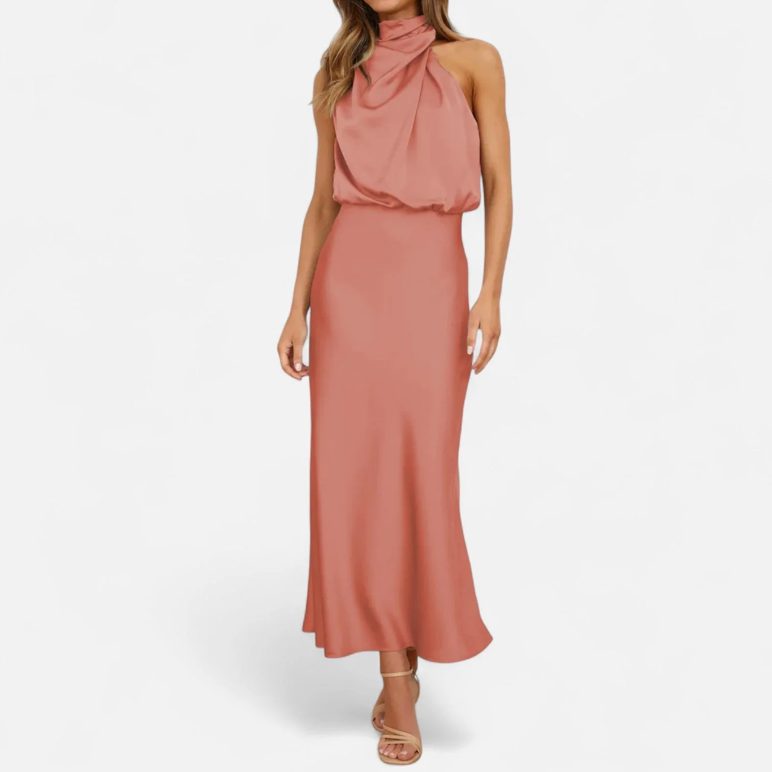 Women’s Elegant Mock Neck Sleeveless Maxi Dress - Image 11