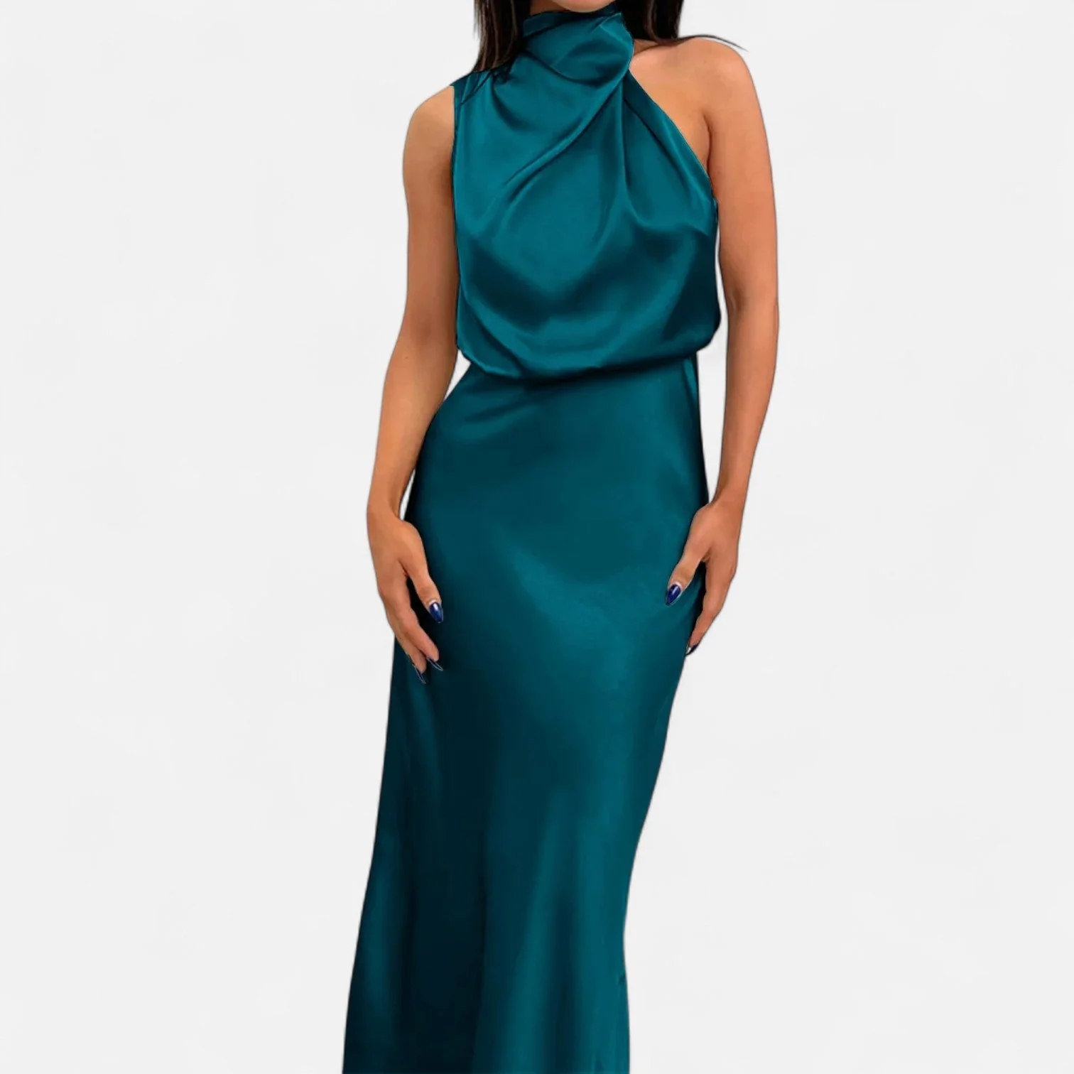 Women’s Elegant Mock Neck Sleeveless Maxi Dress - Image 12