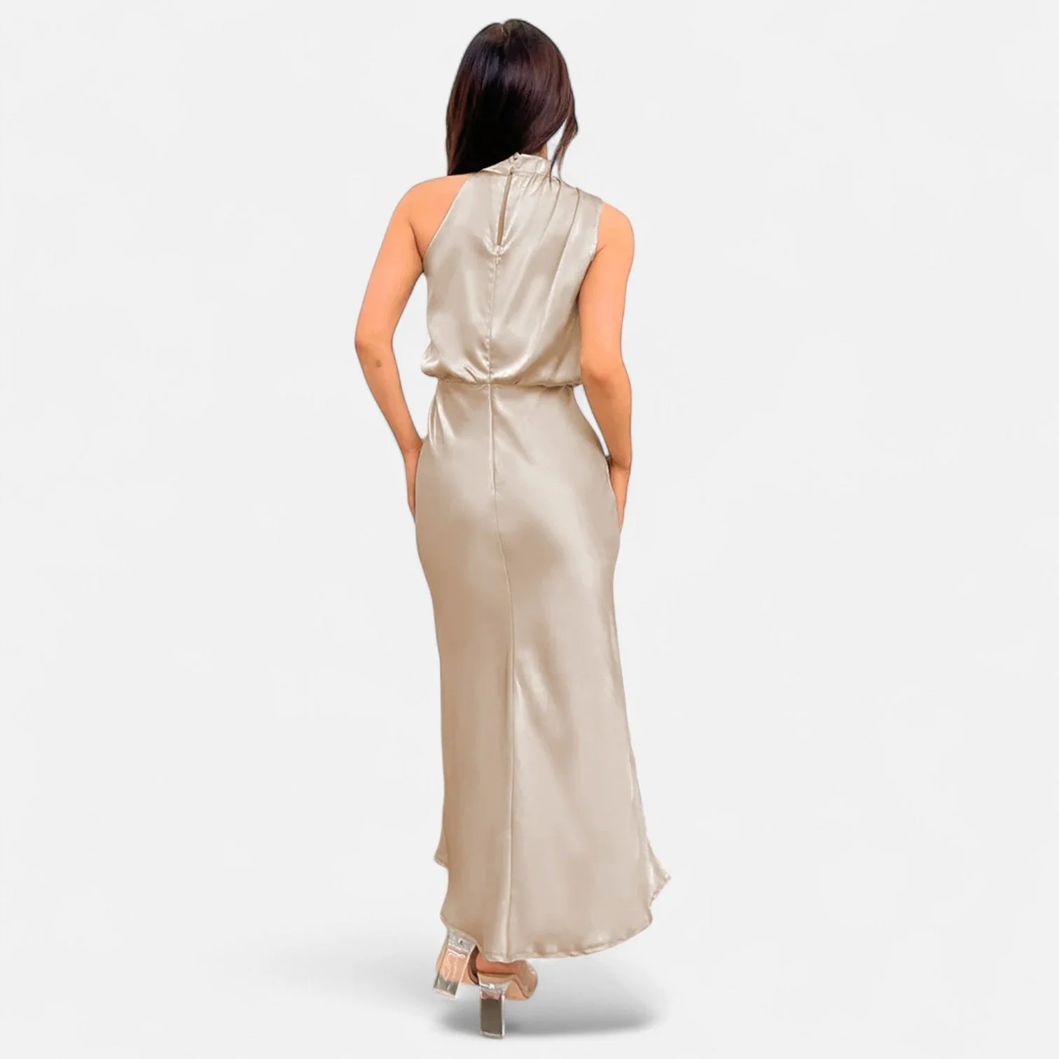 Women’s Elegant Mock Neck Sleeveless Maxi Dress - Image 13