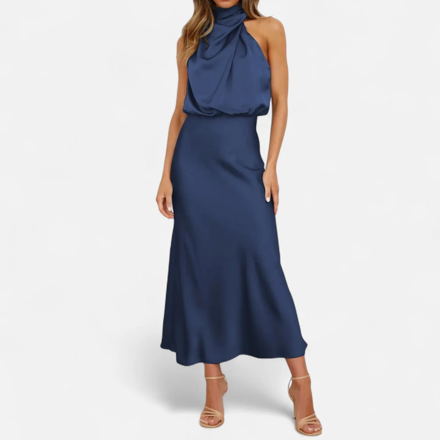 Women’s Elegant Mock Neck Sleeveless Maxi Dress - Image 6