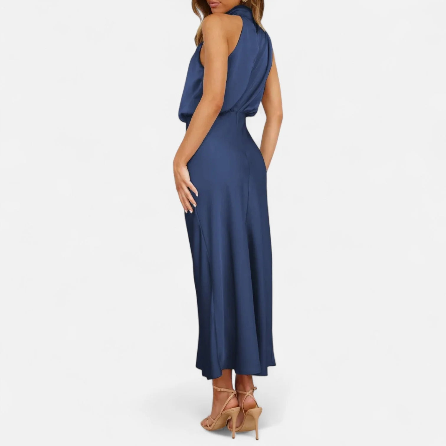 Women’s Elegant Mock Neck Sleeveless Maxi Dress - Image 7