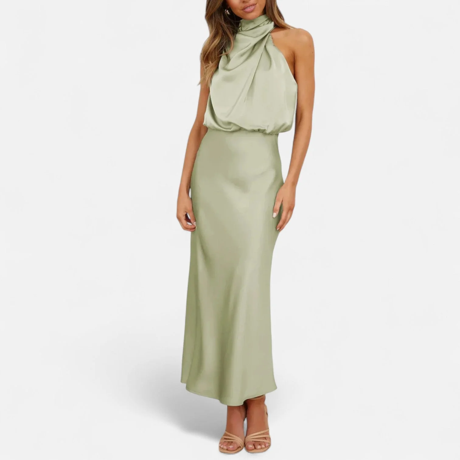 Women’s Elegant Mock Neck Sleeveless Maxi Dress - Image 9