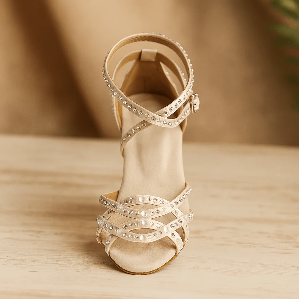 Women's Pearl Rhinestone Open Toe Stiletto Bridal Heels - Image 5