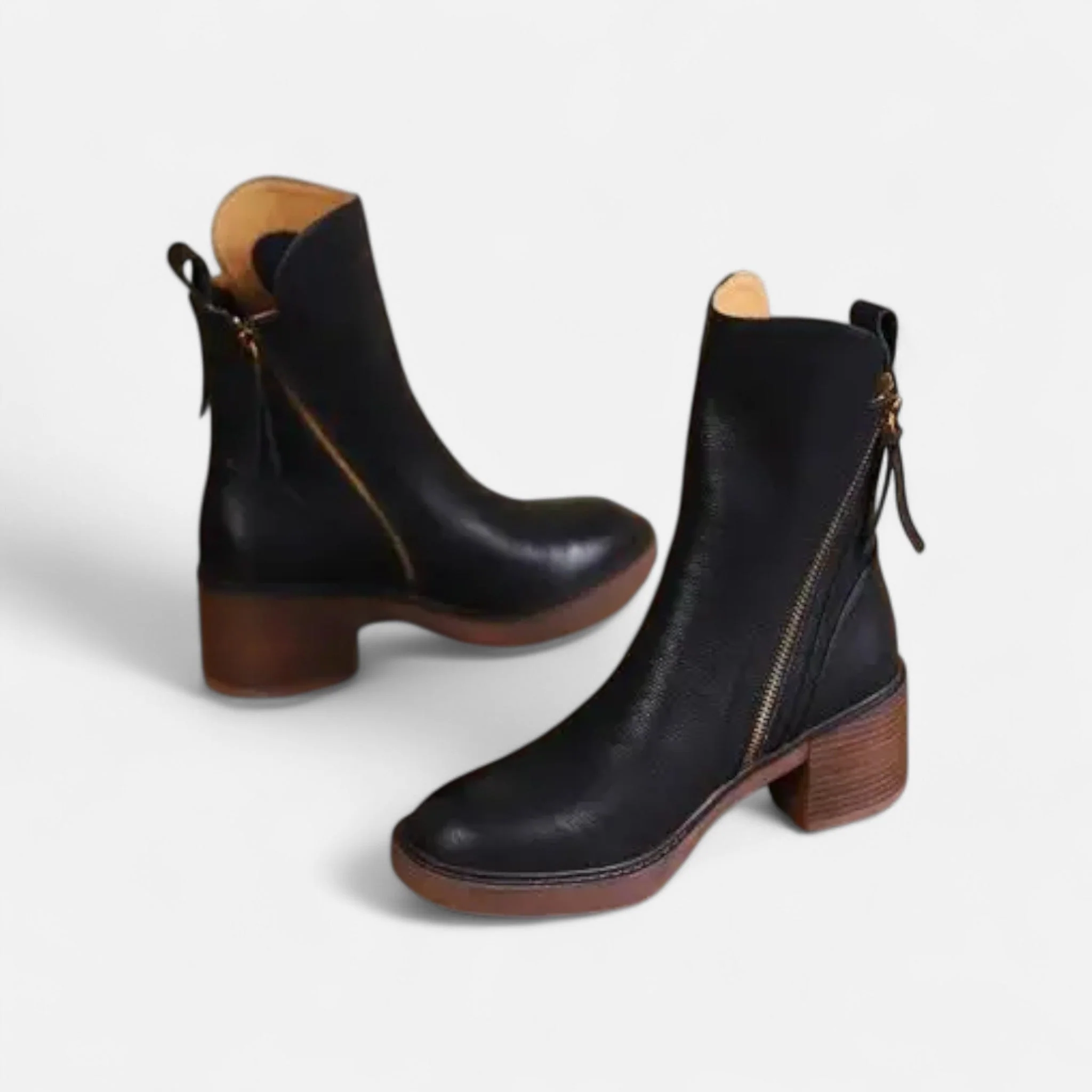 Women’s Retro Chunky Heel Ankle Boots - Image 3