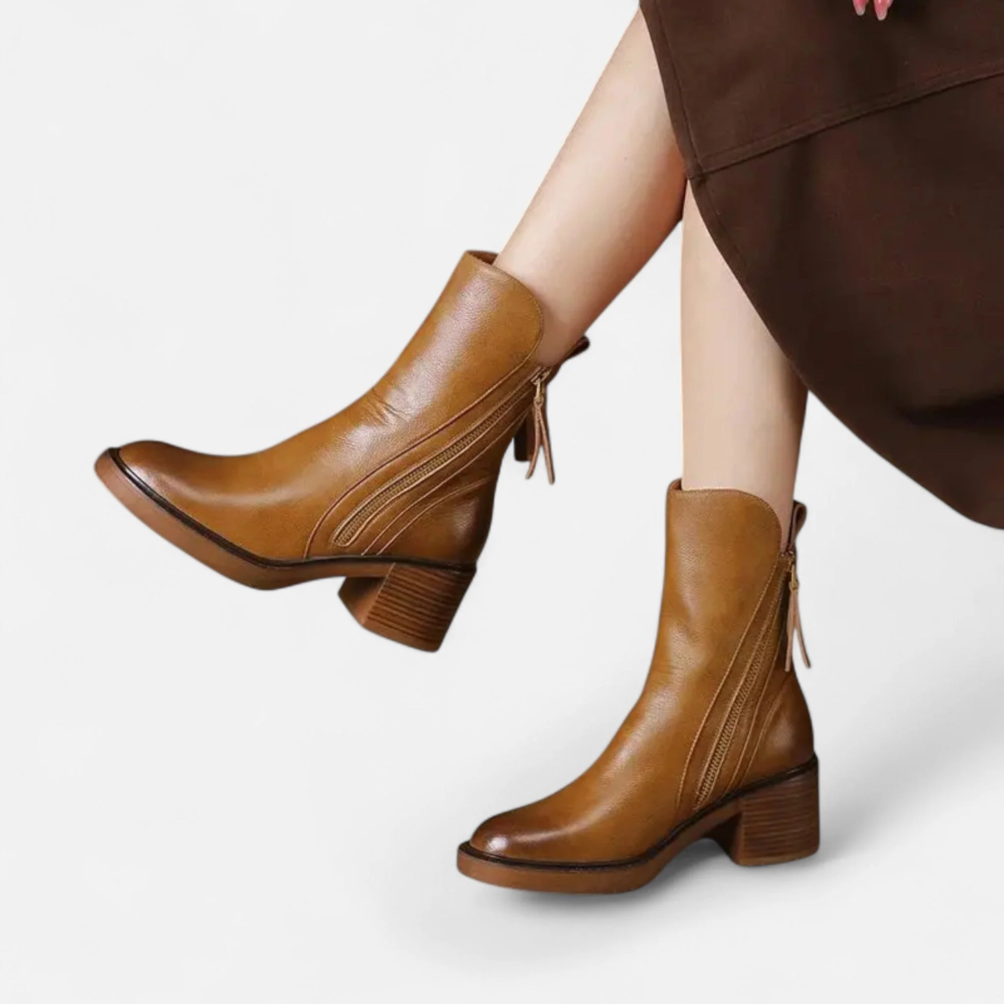 Women’s Retro Chunky Heel Ankle Boots - Image 4