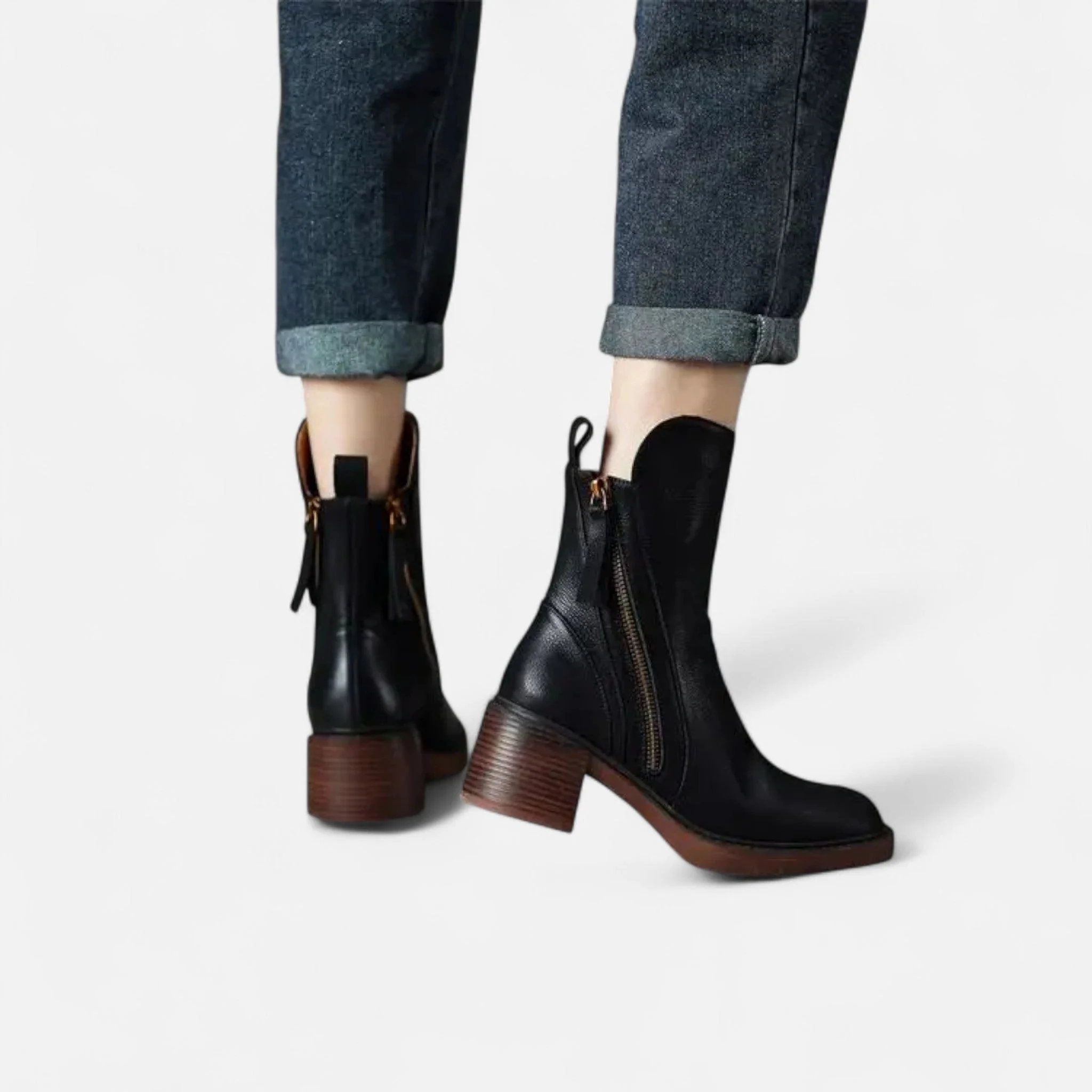 Women’s Retro Chunky Heel Ankle Boots - Image 5