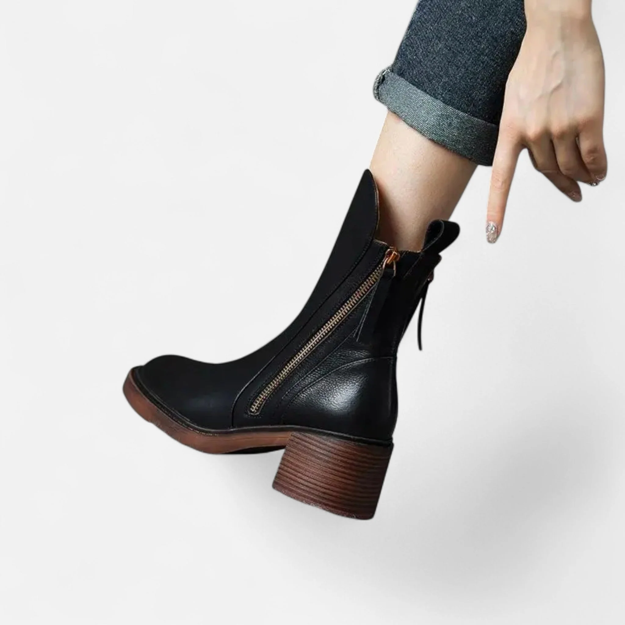Women’s Retro Chunky Heel Ankle Boots - Image 7