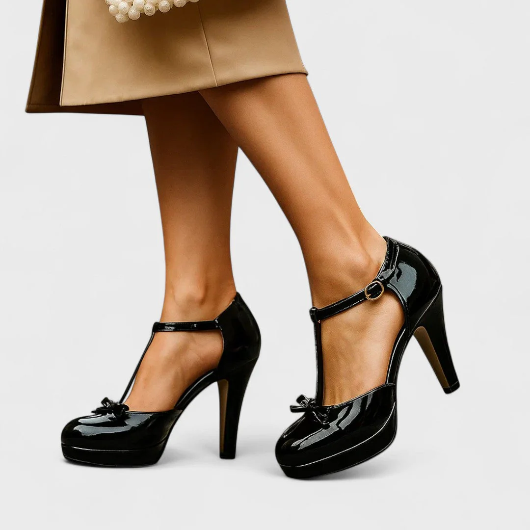 Women's T-Strap Bow Stiletto Platform Heels - Image 5