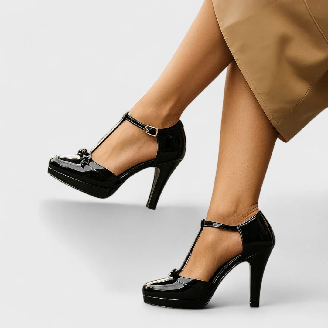 Women's T-Strap Bow Stiletto Platform Heels - Image 6