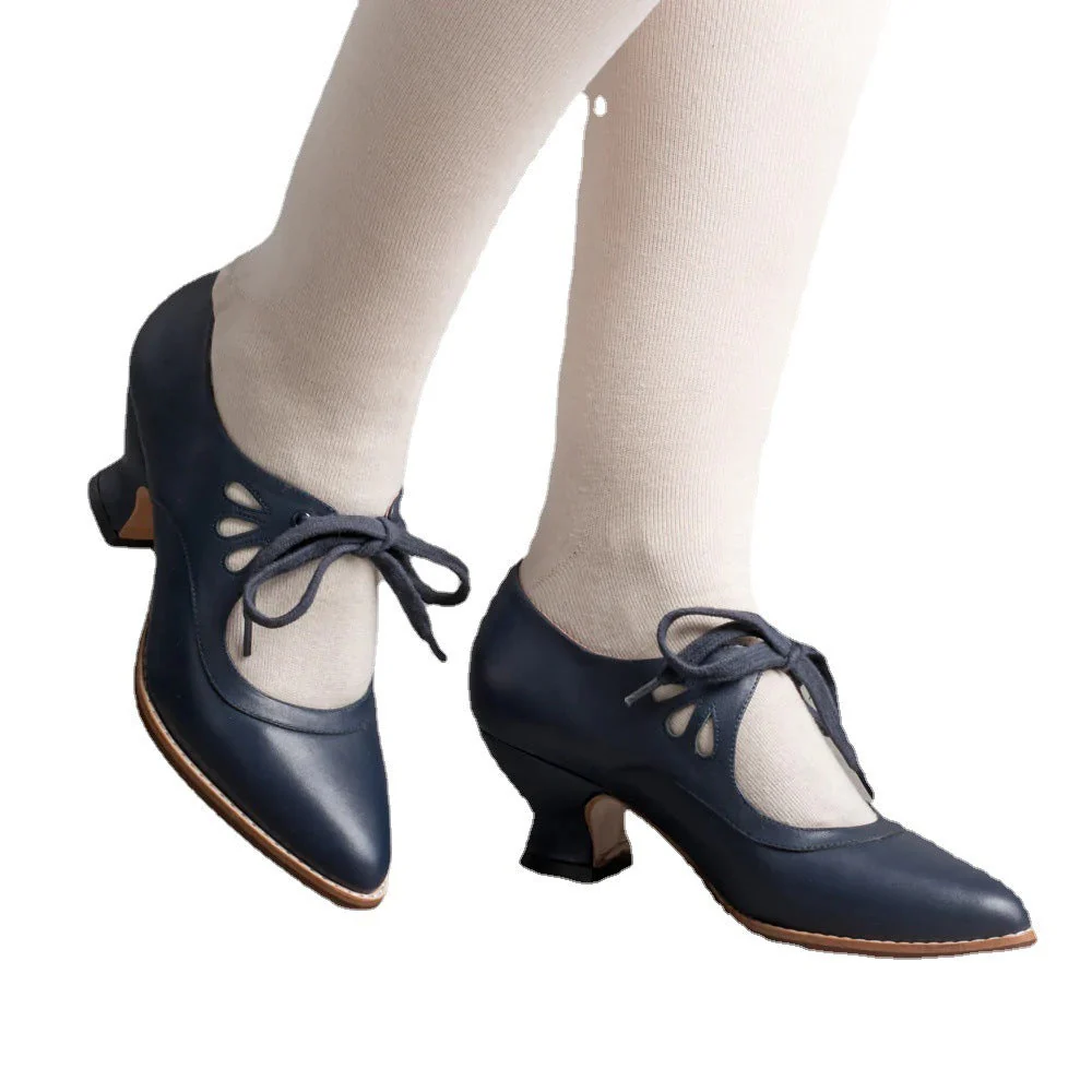 Women’s Vintage Lace-Up Heels - Image 3